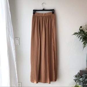 Golden Tan High Slit Maxi Skirt